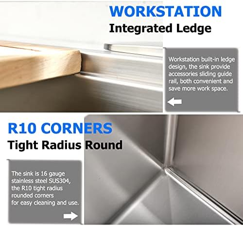 27 Inch Undermount Kitchen Sink Workstation - Image 5