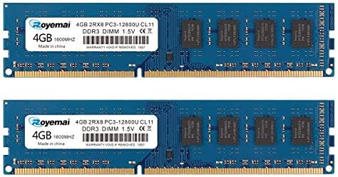 8GB Kit (2X4GB) DDR3 1600MHz PC3-12800U 4GB 2Rx8 240-pin Dimm CL11 1.5V Desktop RAM Memory Module by DUOMEIQI