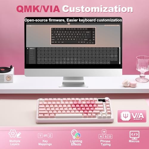 YUNZII B75 PRO MAX 75% Mechanical Keyboard (Pink Heart, Milk Switch) - Image 6