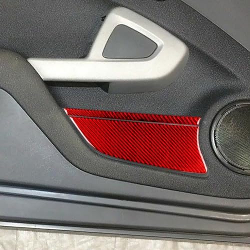 Car Inner Door Storage Slot Panel Anti-Collision Cover Sticker Real 3K Red Carbon Fiber Decoration Interior Accessories Trim Compatible with Benz Smart Fortwo 2011 2012 2013 2014 2015 - Image 4