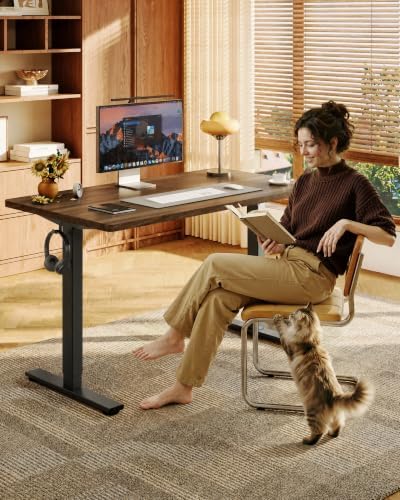 FLEXISPOT EN1 48"x24" One-Piece Standing Desk, Black Walnut (Black Frame) - Image 2