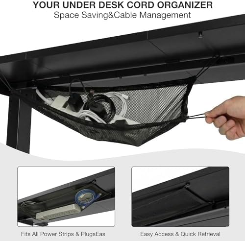 Acrolix 63x24 Electric Standing Desk with Cable Net, Black - Image 5