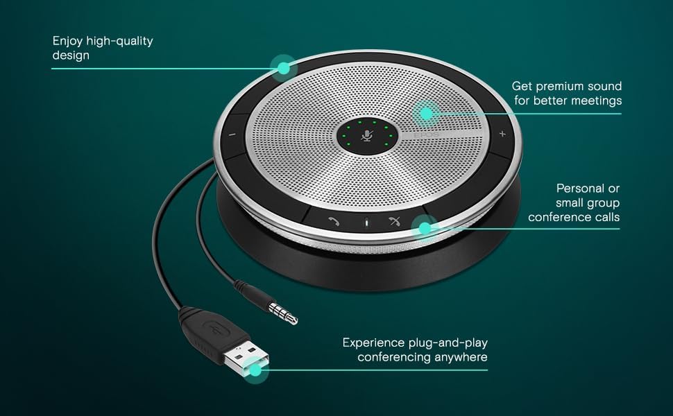 Sennheiser Enterprise Solution SP 20 ML 506050 Sound-Enhanced, User Friendly Mobile Speaker Phone For Desk Mobile Phone Softphone PC Connection Skype for Business Certified, Silver, EXPAND SP 20 - Image 2