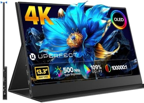 UPERFECT 13.3" 4K OLED Portable Monitor, 109% DCI-P3, 500 Nits Display by UPERFECT