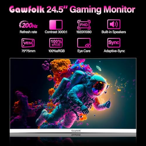 Gawfolk Gaming Monitor 24.5 Inch 200Hz 180hz FHD 1080P White Monitor - Image 2