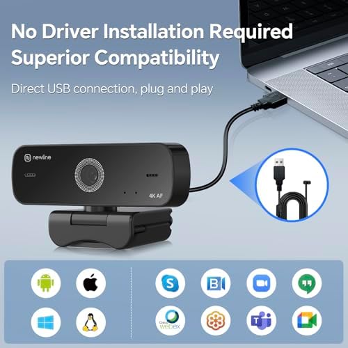 4K Webcam for PC with Dual Microphones, Autofocus USB Camera with Privacy Cover and Auto Light Correction, Plug and Play for Laptop, Mac, Zoom, Teams, Video Calls and Streaming - Image 6