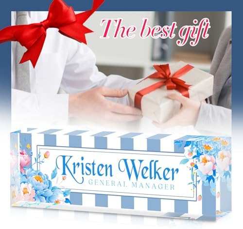 Desk Name Plate Personalized, Custom Name Plate for Desk, Personalized Teacher Appreciation Gifts for Desk Decor, Office Gifts for Coworkers Employees Boss, Teacher, Social Worker(Blue/White) - Image 7