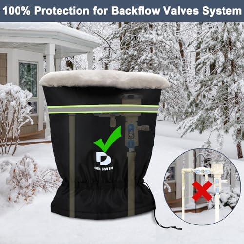 DELSWIN Backflow Preventer Pipe Insulation Cover - 16" W X 20" H Insulated Pouch for Winter Freeze Protection, Waterproof Sprinkler Valve Covers for Outside Irrigation, Well Head, Well Pump, Faucet - Image 6
