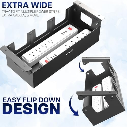 VIVO Black Flip-Open 16 in Cable Management Box, Desk-ACCBM1 - Image 5