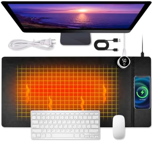 Heated Desk Pad Mouse Mat - Keyword Hand Warmer for Office Desktop, Black by ChezMax
