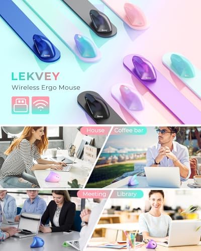 Lekvey Ergonomic Mouse, Rechargeable Wireless Vertical Mouse, Pink Green - Image 7
