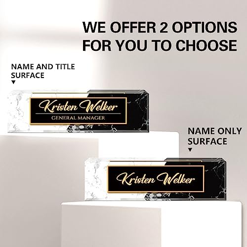 Name Plate for Desk, Desk Name Plate Personalized, Office Decor for Women Men, Acrylic Desktop Accessories, Office Appreciation Gifts for Boss Social Workers Nurse Teacher Employee (White/Black) - Image 2