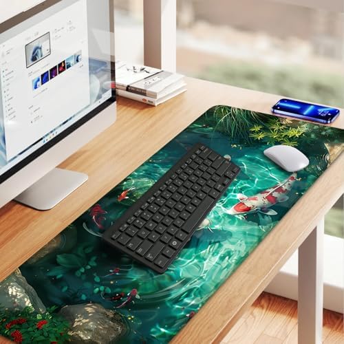 Koi Fish Mouse Pad XXL – Large Japanese Pond Desk Mat with Water Reflection, Extended Non-Slip Gaming Mousepad for Office, Home, Laptop, Workstation, 31.5 x 11.8 in - Image 6