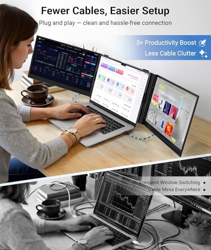 14" Triple Laptop Screen Extender, 2.2lb Ultra-Thin Portable Monitor - Image 4