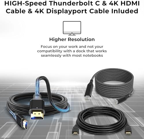 40B00135US Lenovo Thinkpad Docking Station USB C - 1 Year Warranty, Supports 4K Display, Thunderbolt 4 Dock with 135W Adapter, HDMI, DisplayPort, Thunderbolt Cables & Cloth - Lenovo Docking Station - Image 6