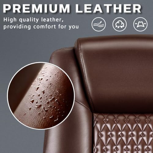 LEMBERI High Back PU Leather Executive Office Chair, Adjustable Swivel Computer Desk Chair with Padded Armrests for Home Office, Brown - Image 5