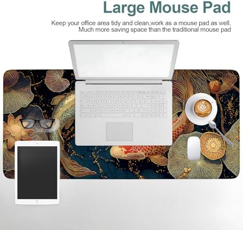 Koi Fish Gaming Mouse Pad 35.4"x15.7" Large Extended Pad Desk Mat Anti-Slip Rubber Base & Durable Stitched Edges for Gamers Smooth Mouse Pad Writing Surface for Desk Office/Home - Image 7
