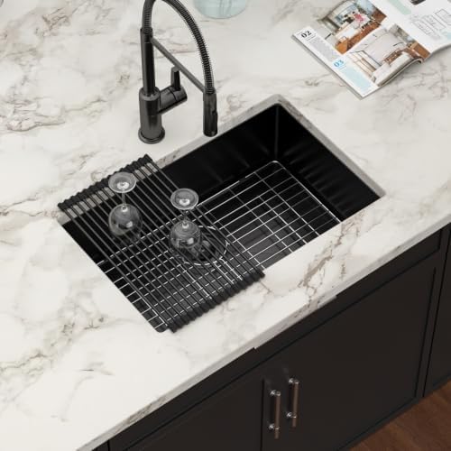 28 Inch Matte Black Undermount Kitchen Sink - Image 4