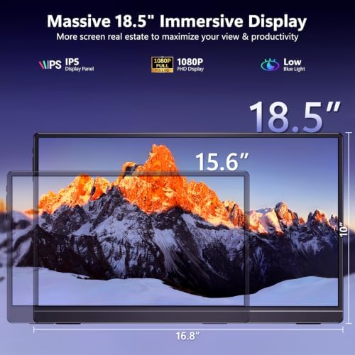 ForHelp 18.5 Inch 100Hz Portable Display, 1920x1080 16:9 FHD Monitor with Built-in Stand and Speakers, Compatible with Laptop, Mobile Phone and Game Consoles - Image 2