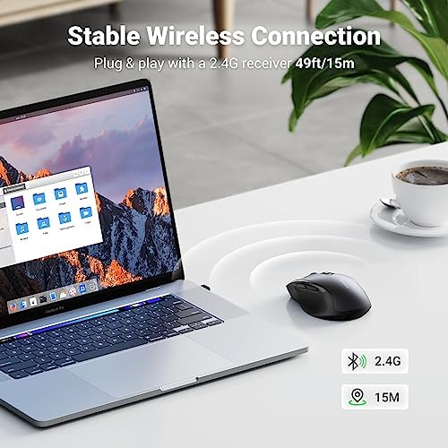 UGREEN Wireless Mouse 2.4G with USB Receiver, 5-Level 4000 DPI 6 Buttons,18 Months Battery Life Cordless Mouse, Ergonomic Computer Mice for Laptop, Computer, PC, MacBook, Chromebook Black - Image 6