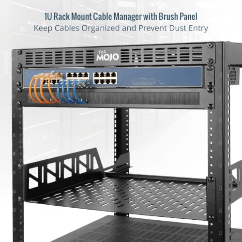 1U Brush Panel, Brush Strip Plate for Cable Entry&Management, Server Rack Cable Organizer with Tidy Brush for 19in Network Rack/Server Rack/Cabinet Enclosure, Black,2 Pack - Image 3