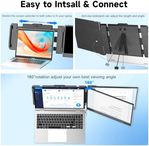 KEFEYA Laptop Screen Extender, 14" Portable Monitor for Laptops 13-17", 1080P FHD IPS Monitor Extender for Laptop with USB-C/HDMI Port, Plug n Play for Windows/Chrome/Mac/Switch/PS5 - Image 5