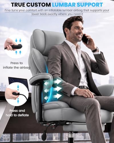 Office Chair, Big and Tall Executive Chair with Adjustable Lumbar Support - Image 4