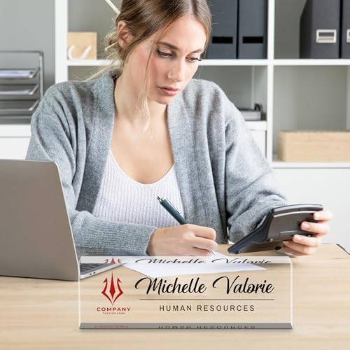 Personalized Name Plate for Desk, Custom Desk Name Plate, Acrylic Name Plate Office Desk Accessories, Personalized Office Gifts for Coworkers Teachers, Employee Appreciation Gifts (B-BusinessLogo2) - Image 6