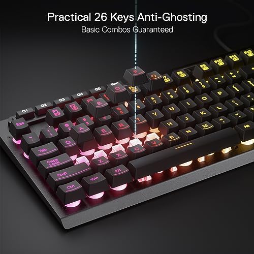 Redragon K513 RGB Membrane Gaming Keyboard, Standard 104 Keys Linear Mechanical-Feel Keyboard w/ 5 Extra On-Board Macro G Keys, Dedicated Media Control, Solid Metal Top Case - Image 4
