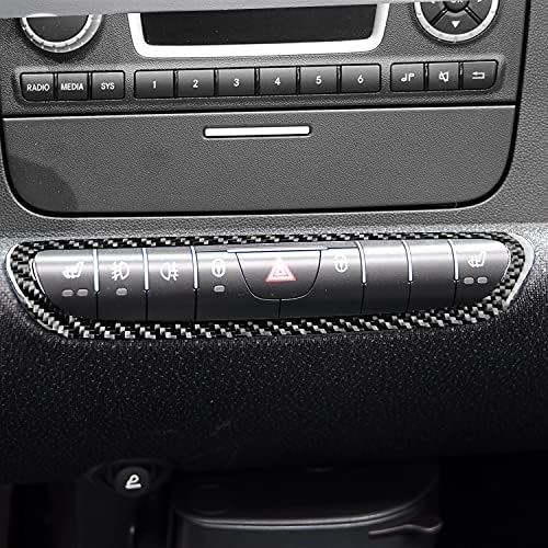 Real Black Carbon Fiber Car Center Console Seat Heating Button Control Button Panel Decoration Sticker Compatible with Benz Smart Fortwo 2011 2012 2013 2014 2015 Auto Interior Accessories 1pc - Image 4