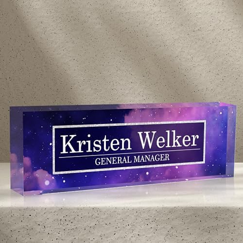 Personalized Name Plates for Office - Gifts for Teacher, Boss, Employee Appreciation - Office Desk Decor (Nebulae) by AZUFEMOS