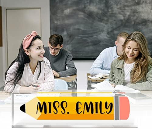 Gowelly Office Teacher Acrylic Name Plate for Desk |Desk Name Plate Personalized| Custom Coworker Appreciation Gifts in Bulk |Office Teacher Gifts for Women Men - Image 4