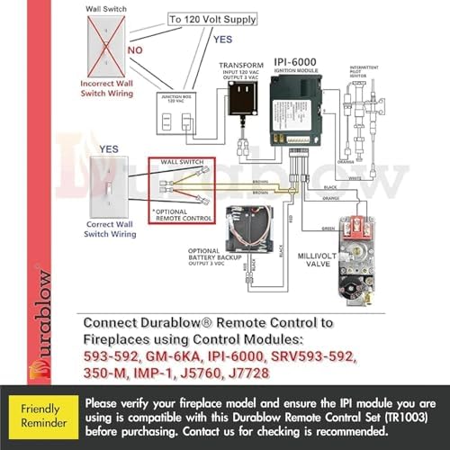 Durablow TS1003 On/Off Gas Fireplace Remote Control Kit + Thermostat + Timer with LCD Screen for Modulating Variable Flame Servo Motor Gas Valves, Replaces Wall Switch | Thermostat Control Module - Image 4
