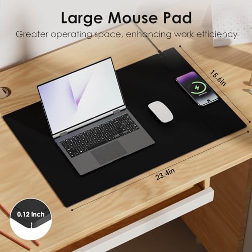 Mouse Pad Charging Mat, 15W Power, Black 23.4"x15.6" (Right) - Image 2