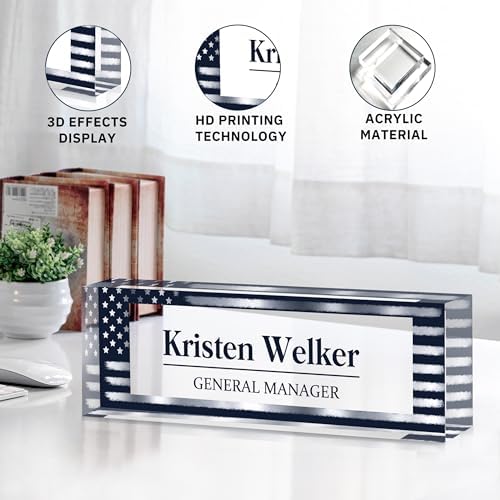 Custom Name Plate for Desk, Personalized Desk Name Plate on Clear Acrylic Glass, Appreciation Gifts for Teacher Employee Boss Coworkers Nurse, Office Desk Accessories for Women Men (Navy Blue) - Image 5