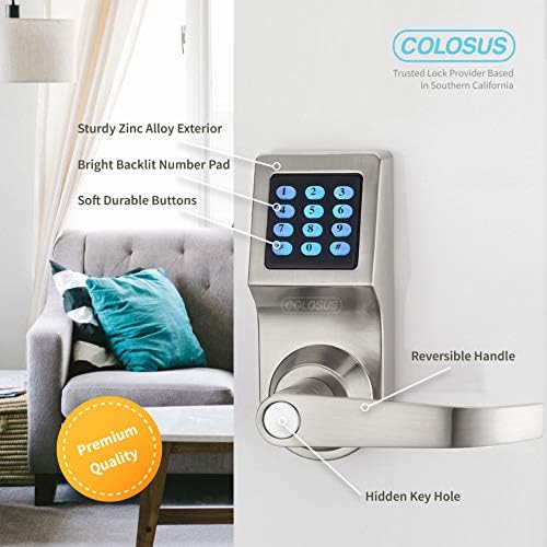 Keyless Entry Door Lock with Keypad, RFID Key Fobs, Remote Control & Keys, Electronic Smart Lock for Home, Office, Airbnb Rental & Commercial Doors, Satin Nickel - Image 2
