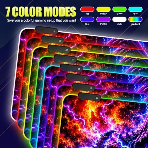 Halloween Skull RGB Gaming Mouse Pad Large Extended Desk Mat 35.4 x 15.7 inch LED Glowing Mousepad Light Up Keyboard Pad Non-Slip Rubber Base - Image 2