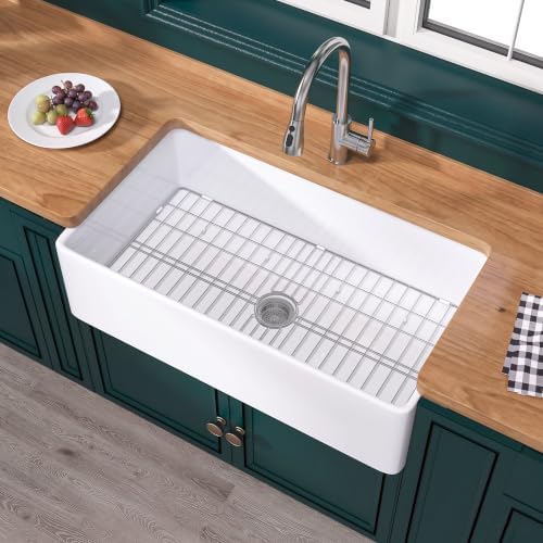 Miuara Farmhouse Sink 36 x 20 Inch White Fireclay Apron Front Kitchen Sink by Miuara