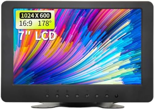 7 inch LCD Security Monitor & Displays,BNC/AV Input,Built-in Dual Speakers Portable Monitor,1024 * 600 Resolution,Suitable for CCTV DVD CCD TV by Qcvoruno