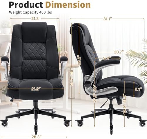 Fabric High Back Office Chair, Thick Padded Ergonomic Computer Desk Chair - Image 3