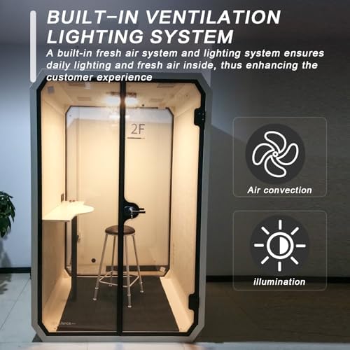 Office Pod Booth with Audio Privacy - Portable Sound Booth Includes Diamond Shaped Frame Design,Separate Room with Light,Fans, USB Port for Study,Telephone Booth(57.87IN) - Image 5