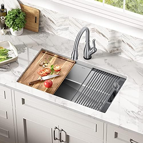 DELTA FAUCET 95B932-32S-SS Lorelai Workstation Kitchen Sink Undermount Stainless Steel Single Bowl with WorkFlow Ledge and Chef’s Kit of 6 Accessories - Image 3