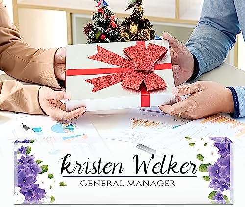 Custom Name Plate for Desk, Desk Name Plate Personalized, Office Decor for Women, Acrylic Desktop Accessories, Office Appreciation Gifts for Boss Social Workers Nurse Teacher Employee(Purple Flowers) - Image 5