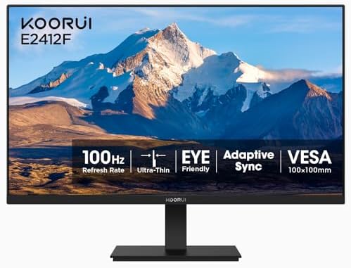 KOORUI 24" FHD 1080P 100Hz Computer Monitor, PC Gaming Screen VA Panel with Adaptive-Sync, TÜV Rheinland Certified Eye Care, VESA Mountable, Tilt, Black (2026) by KOORUI