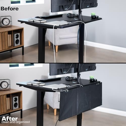 VIVO Black Clamp-on 48 inch Desk Cable Management Sleeve, DESK-SKIRT-48P - Image 5