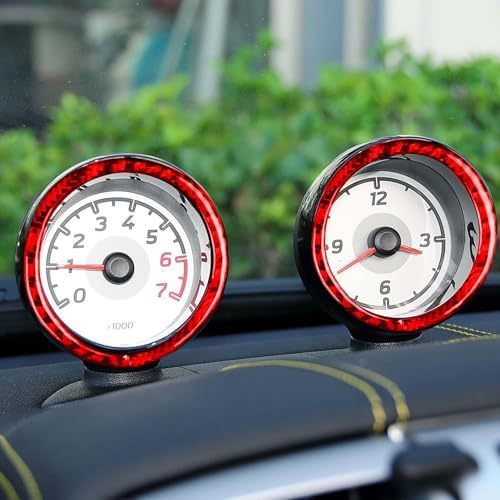 Car Dashboard Central Compass Panel Decorative Strip Cover Sticker Real 3K Red Carbon Fiber Decoration Interior Accessories Trim Compatible with Benz Smart Fortwo 2011 2012 2013 2014 2015 - Image 3