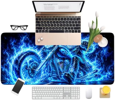 Halloween Motorcycle Skeleton Extended Gaming Mouse Pad 35.4"x15.7" Large Extended Pad Desk Mat Anti-Slip Rubber Base & Durable Stitched Edges for Gamers Smooth Mouse Pad Writing - Image 3