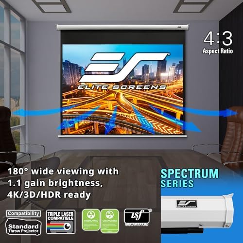 Elite Screens Spectrum 120-Inch 4:3 Electric Motorized Projector Screen, 4K/8K Ultra HD Ready, Home Theater, Classroom & Office, White Case, ELECTRIC120V - Image 5
