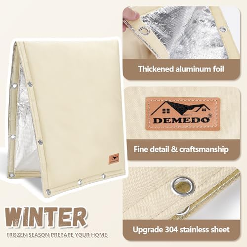 Backflow Preventer Insulation Cover - 2 Way Opening Pipe Insulation Cover for Irrigation Valve, Sprinkler Cover for Outside - Winter Freeze Protection Backflow Cover - 24" W x 24" H, Beige - Image 6