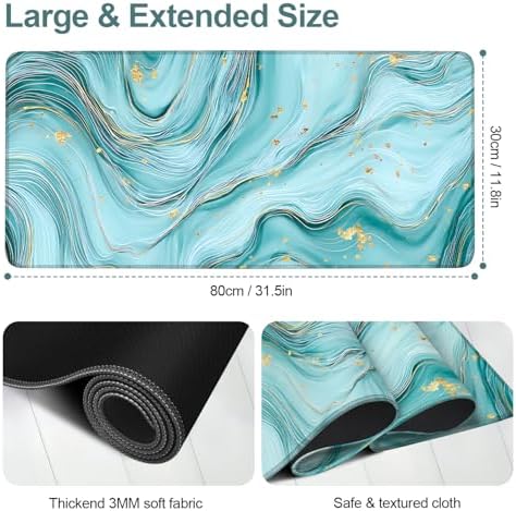 Blue Marble Gaming Mouse Pad 31.5"x11.8" Large Extended Pad Desk Mat Anti-Slip Rubber Base & Durable Stitched Edges for Gamers Smooth Mouse Pad Writing Surface for Desk Office/Home - Image 2